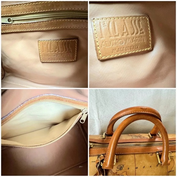 Alviero Martini (Preloved Geo Map Print Classic Boston Bag - Picture 9 of 12